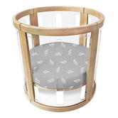 Babyhood Amani Bebe White Leaf Organic Jersey Cotton Round Fitted Sheet
