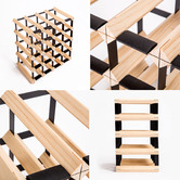 Letitia Lane Emperio 20 Bottle Steel &amp; Pine Wood Wine Rack