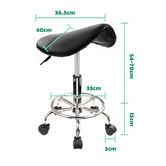 Letitia Lane Black Salon Faux Leather Adjustable Saddle Barstools