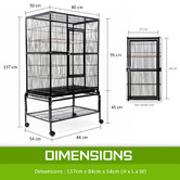 Letitia Lane 137cm Black Cleo Metal Bird Cage