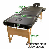 Letitia Lane Black Forever Beauty Portable 3 Fold Wooden Massage Table