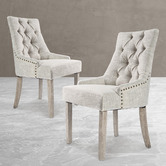 Letitia Lane Jarett Studded French Provincial Upholstered Dining Chairs