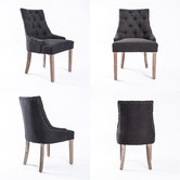 Letitia Lane Jarett Studded French Provincial Upholstered Dining Chairs