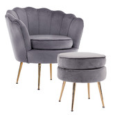 Letitia Lane 2 Piece Shanaya Velvet Armchair &amp; Ottoman Set
