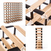Letitia Lane Emperio 72 Bottle Steel &amp; Pine Wood Wine Rack