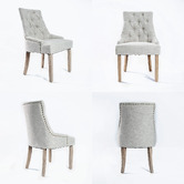 Letitia Lane Jarett Studded French Provincial Upholstered Dining Chairs