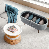 Letitia Lane Evelyn Corduroy Storage Ottoman Bench