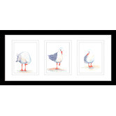 Las Palma Home Seagull Watercolour Series Framed Trio Print