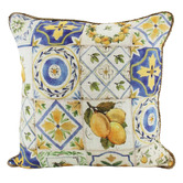 Sage Lane Lemon Tile Linen-Blend Cushion