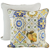 Sage Lane Lemon Tile Linen-Blend Cushion