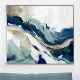 Sage Lane Marbelous Blues Framed Canvas Wall Art