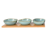 Sage Lane 4 Piece Elgin Ceramic Round Dip Bowl &amp; Tray Set