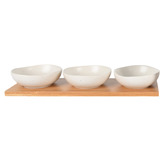 Sage Lane 4 Piece Elgin Ceramic Round Dip Bowl &amp; Tray Set