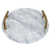 Sage Lane Bessemer Marble &amp; Iron Round Serving Tray