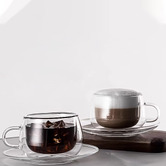Sage Lane Littleton Double Wall Glass Cups &amp; Saucers