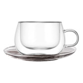 Sage Lane Littleton Double Wall Glass Cups &amp; Saucers