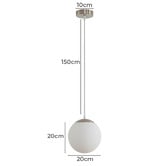 Globe Luxe Lighting Monique Opal Glass &amp; Aluminium Pendant Light
