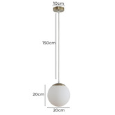 Globe Luxe Lighting Monique Opal Glass &amp; Aluminium Pendant Light