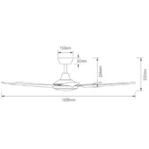 Globe Luxe Lighting 142cm Lethe DC Ceiling Fan with LED