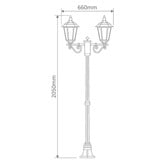 Globe Luxe Lighting Xavien Powder-Coated Die-Cast Aluminium 205cm 2-Light Lamp Post