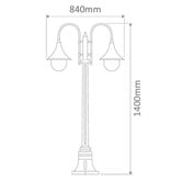 Globe Luxe Lighting Tavira Powder-Coated Die-Cast Aluminium 2-Light Lamp Post
