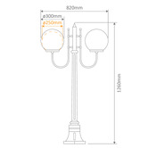 Globe Luxe Lighting Prescot Powder-Coated Die-Cast Aluminium 2-Light Lamp Post