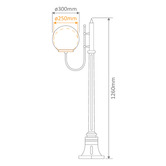Globe Luxe Lighting Prescot Powder-Coated Die-Cast Aluminium 126cm Lamp Post