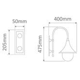 Globe Luxe Lighting Tavira Powder-Coated Die-Cast Aluminium 47.5cm Outdoor Wall Light