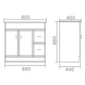 ECT Global Novo B 900mm Freestanding Single Vanity with Integrated Basin
