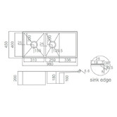 ECT Global Impact 980mm Double Stainless Steel Kitchen Sink with Drainer