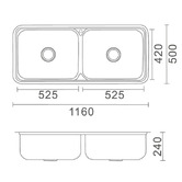 ECT Global Lavassa 1160mm Double Laundry Sink
