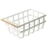 Yamazaki White Yamazaki Metal &amp; Wood Storage Basket