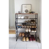 Yamazaki Tower 5 Tier Metal &amp; Wood Shoe Rack