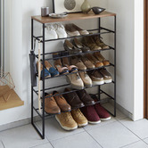 Yamazaki Tower 5 Tier Metal &amp; Wood Shoe Rack