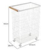 Yamazaki White Tosca Steel Laundry Basket with Wheels