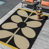 Orla Kiely Noir Giant Sixties Stem Hand-Hooked Indoor/Outdoor Rug