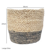Temporal Living and Decor 3 Piece Natural &amp; Grey Hemsley Basket Set