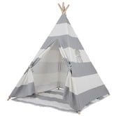Project Kindy Furniture Grey Stripe Square Cotton Teepee Tent
