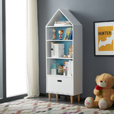 Project Kindy Furniture Marlow White & Blue Bookcase | Temple & Webster