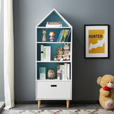 Project Kindy Furniture Marlow White & Blue Bookcase | Temple & Webster