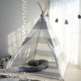 Project Kindy Furniture Grey Stripe Square Cotton Teepee Tent