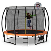 Project Kindy Furniture 8 Pole Trampoline with Safety Net &amp; Basketball Board