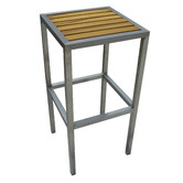 Cassinia Outdoors 75cm  Kauai Teak &amp; Stainless Steel Barstool