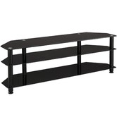 Monument Furniture Black Glass-Top Entertainment Unit