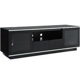 Monument Furniture 210cm Black Modern Glass-Top Entertainment Unit