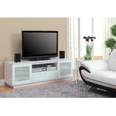 Monument Furniture 210cm Black Modern Glass-Top Entertainment Unit