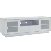 Monument Furniture 210cm Black Modern Glass-Top Entertainment Unit