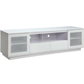 Monument Furniture 210cm Black Modern Glass-Top Entertainment Unit
