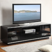 Monument Furniture 210cm Black Modern Glass-Top Entertainment Unit