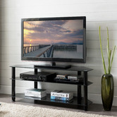 Monument Furniture Black Glass-Top Entertainment Unit